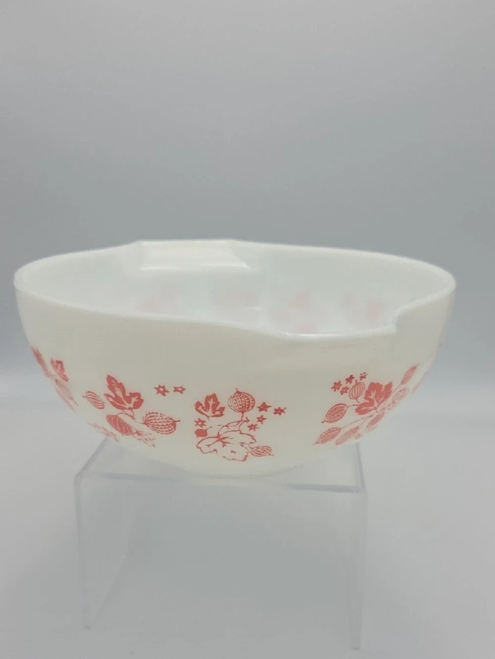 Pyrex White Mixing Bowl with Orange Floral Pattern
